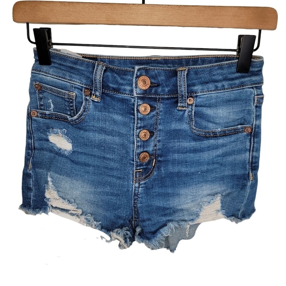 American Eagle AEO Super Stretch hi-rise shortie jean shorts size 0